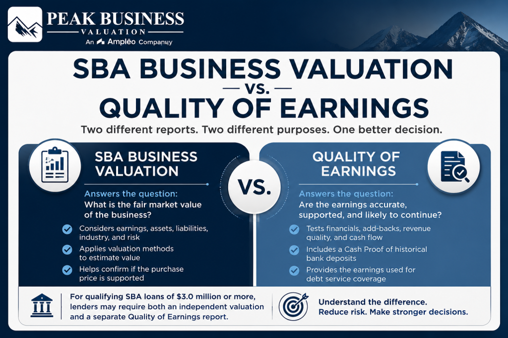Sba Business Valuation Vs Quality Of Earnings What Is The Difference
